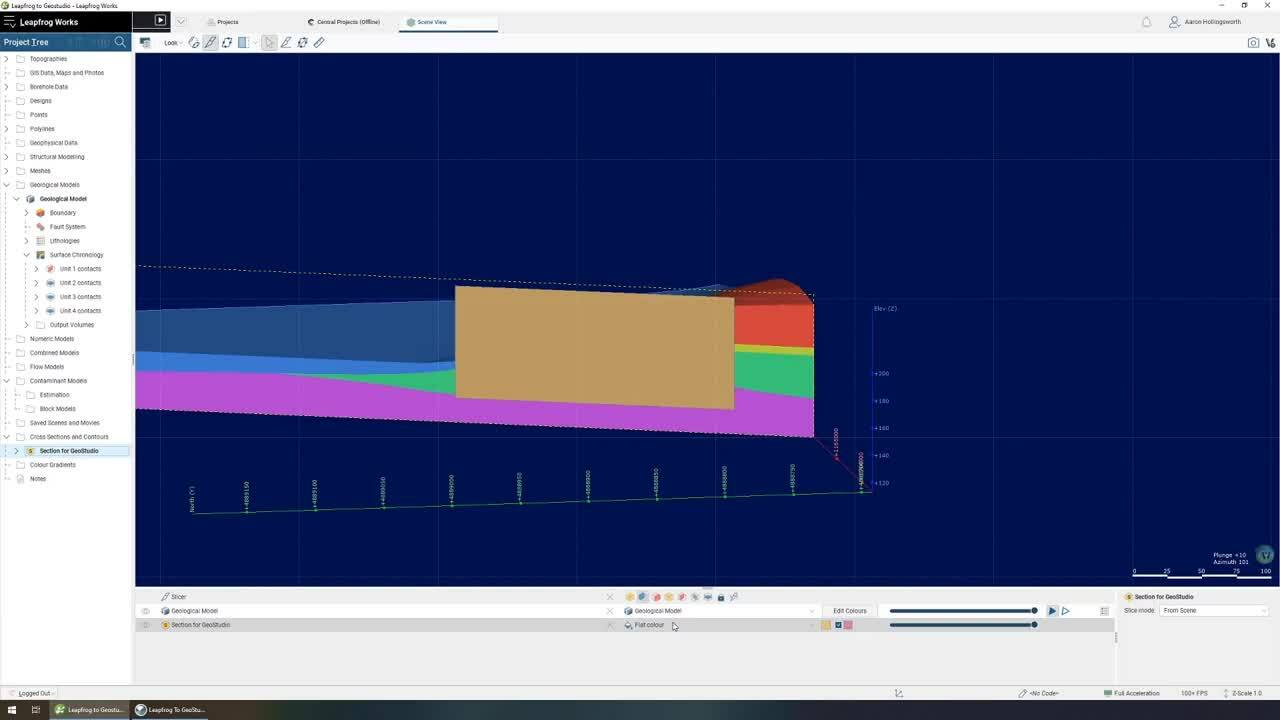 Разрезы из Leapfrog в GeoStudio