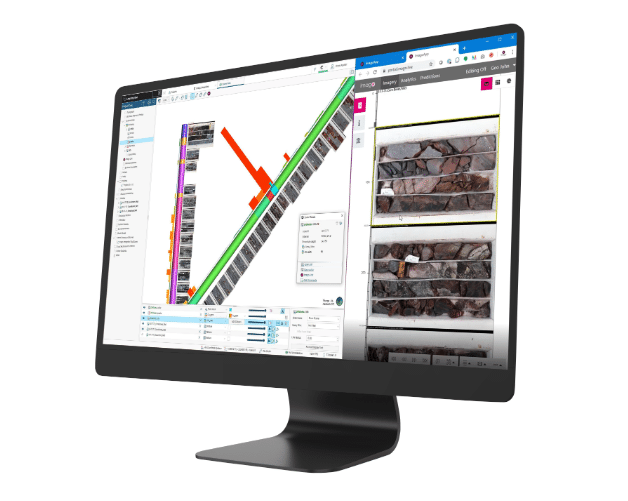 A computer screen showing Seequent’s Leapfrog Geo and Edge workflow-based 3D geological modelling solution that allows rapid integration, communication, and interpretation of geological data.