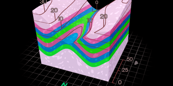 Visible Geology model with contour lines