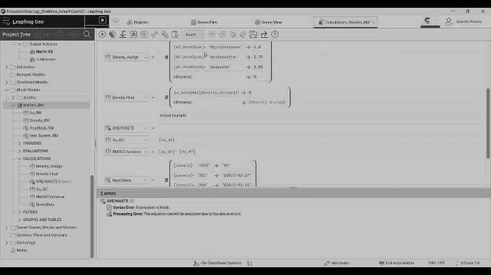 Flujo de trabajo para Control de Leyes en Leapfrog