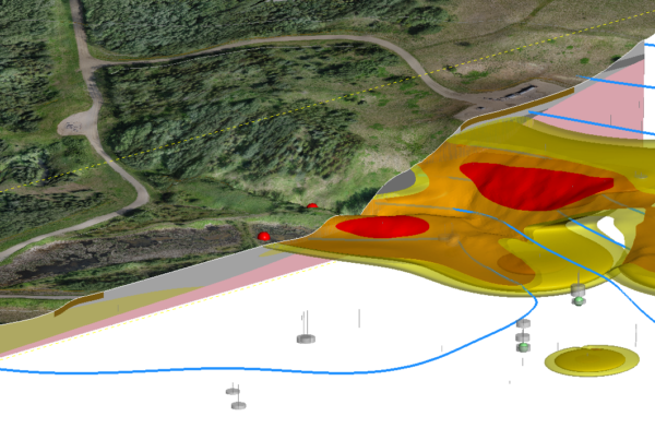 A screenshot from Leapfrog Works showing soil plume isoview 1