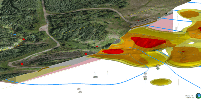 A screenshot from Leapfrog Works showing soil plume isoview 1